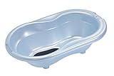 Rotho Babydesign TOP Badewanne, Mit Antirutschmatte und Ablaufstöpsel, 0-12 Monate, TOP, Babybleu Perl (Hellblau), 200010103