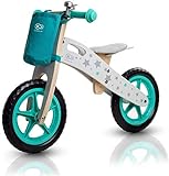 Kinderkraft Runner Laufrad aus Holz mit Tasche und Klingel in 2 Farben (Stars)