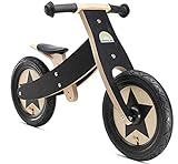 BIKESTAR Mitwachsendes Kinder Laufrad Holz Lauflernrad Kinderrad für Jungen Mädchen ab 2-4 Jahre | 12 Zoll 2 in 1 Kinderlaufrad | Schwarz | Risikofrei Testen
