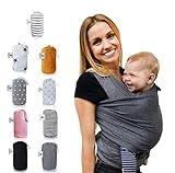 Fastique Kids Tragetuch - elastisches Babytragetuch für Früh- und Neugeborene inkl. Baby Wrap Carrier Anleitung - Farbe grau