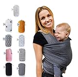 Fastique Kids Tragetuch - elastisches Babytragetuch für Früh- und Neugeborene inkl. Baby Wrap Carrier Anleitung - Farbe grau