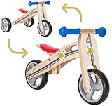 BIKESTAR Mini Kinder Laufrad Holz Lauflernrad mit DREI Rädern für Jungen und Mädchen ab 1 - 1,5 Jahre | 2 in 1 Kinderlaufrad | Kleiner Sheriff | Risikofrei Testen